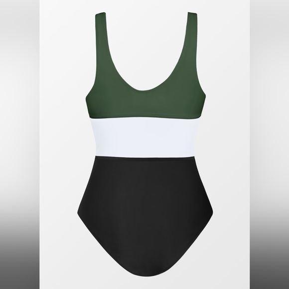 Colorblock Plunging Cutout One-Piece - Picture 2 of 3
